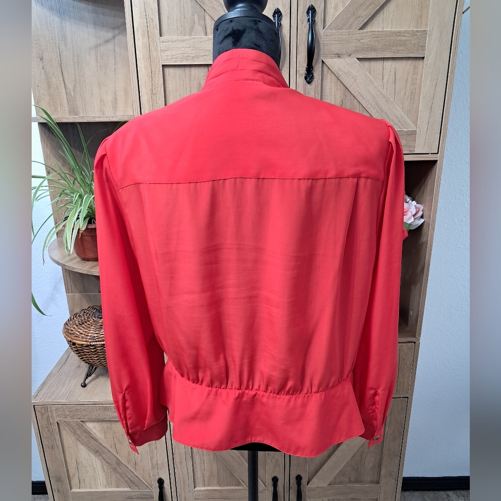 Elegant Red Women's Blouse - Picture 2 of 13
